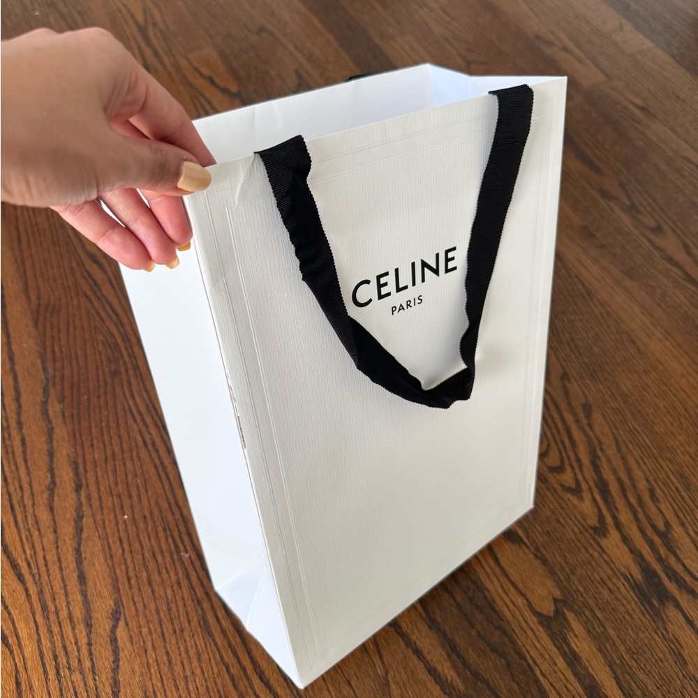 Celine Paris White Bag with Black Straps